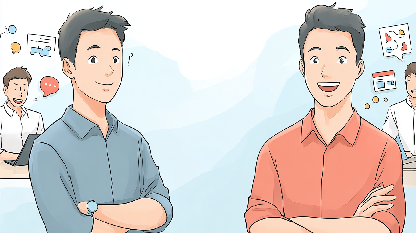 フリーターからIT企業正社員への転職成功をイメージしたイラスト