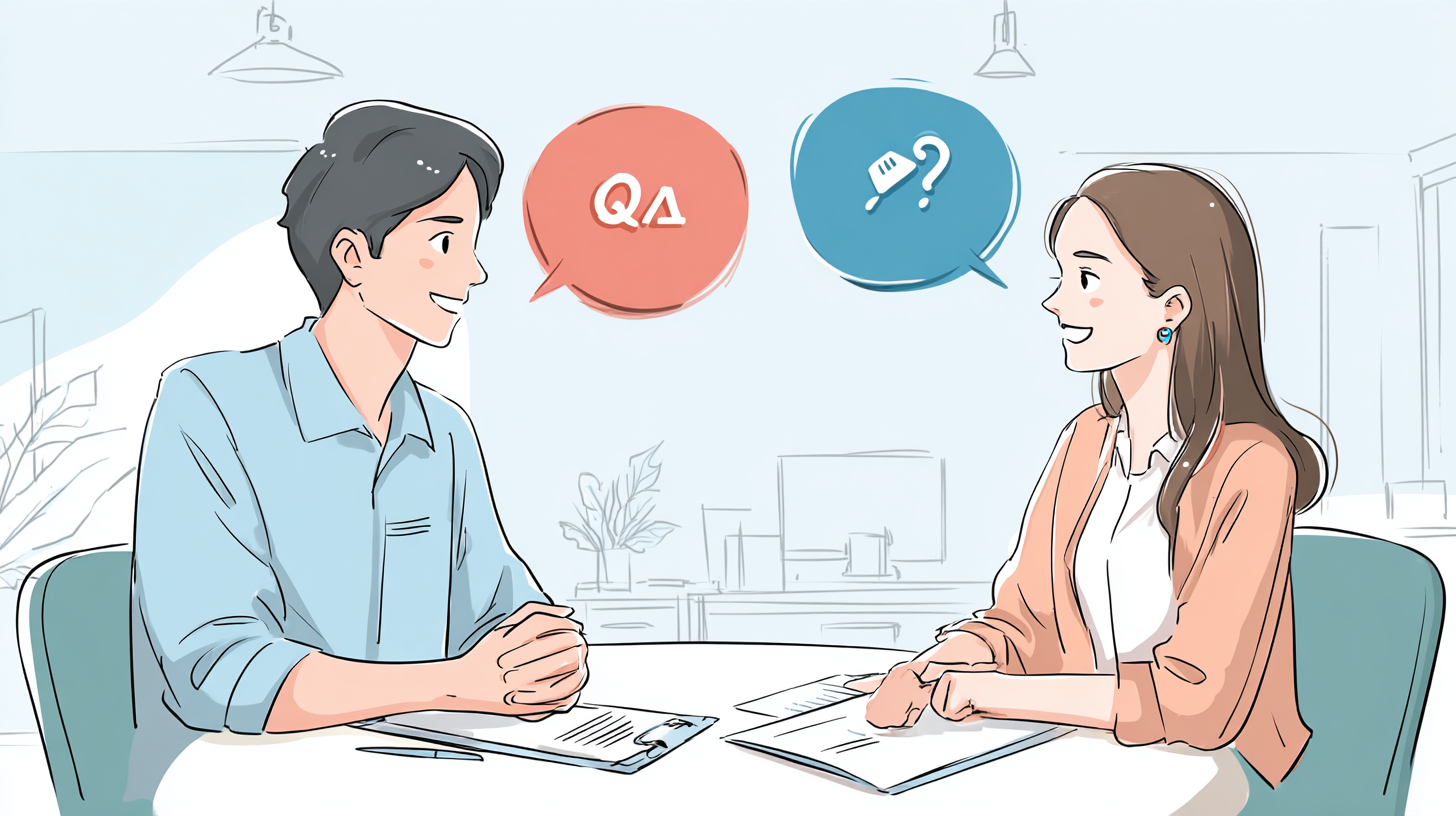 面接対策を受けながら話し方を整理するイメージ